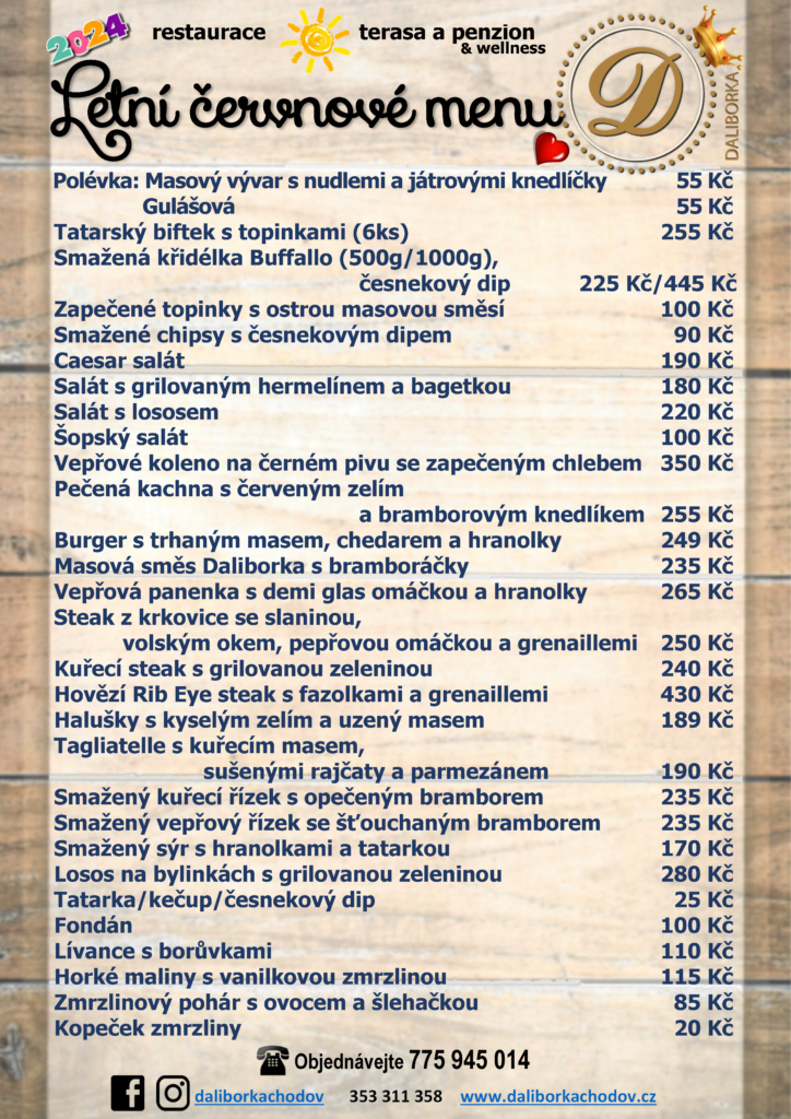 Červnové letní menu Daliborka Chodov